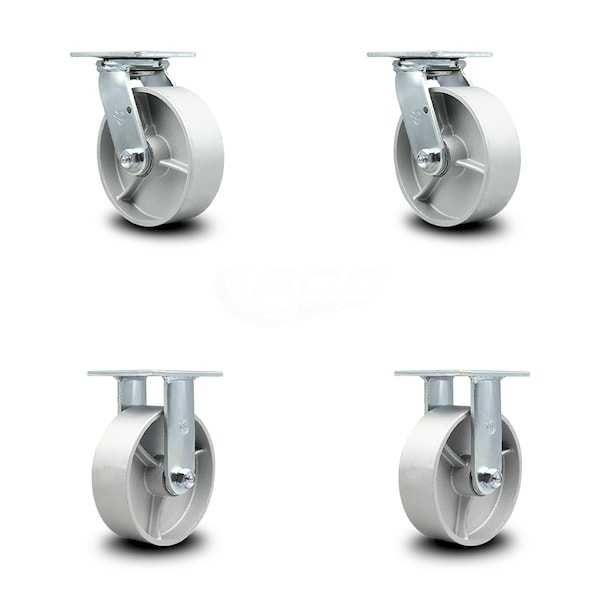 Service Caster 6 Inch Semi Steel Caster Set with Ball Bearings 2 Swivel 2 Rigid SCC-30CS620-SSB-2-R620-2 - main